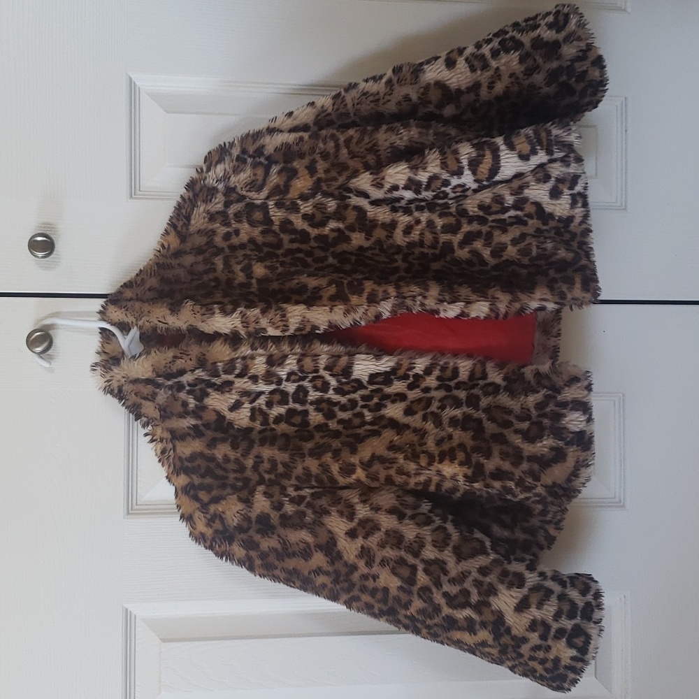 Faux fur cheetah print coat